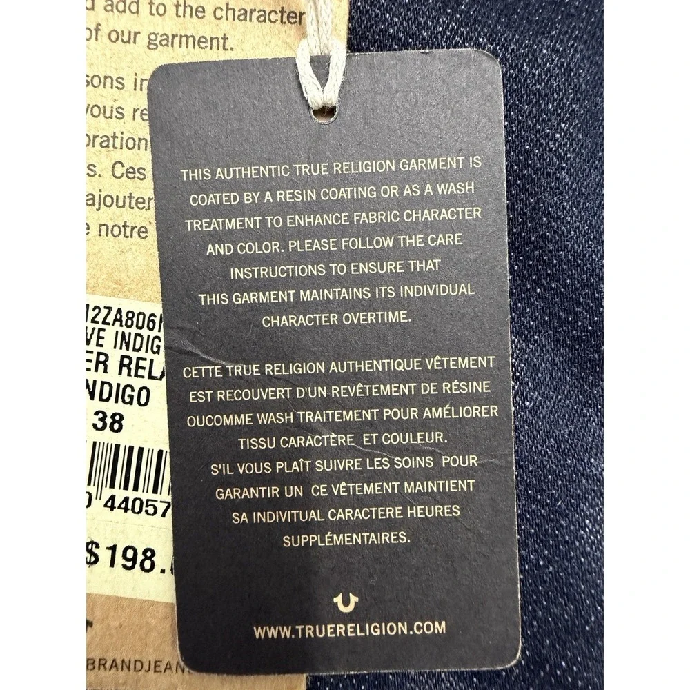 TRUE RELIGION Runner Relaxed Indigo Mens Size‎ 38x31 NWT